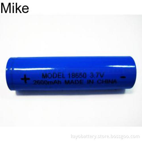 Cylindrical Li-ion Battery 18650 with 2600mAh 3.7V